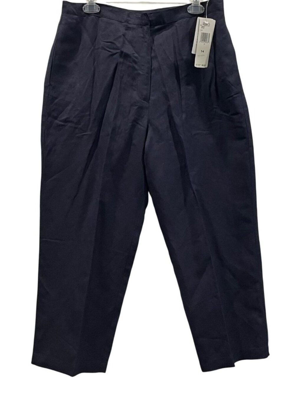 Vintage 90s Jones Wear Linen Pants 14 Navy Coastal Relaxed Fit Old Money Preppy